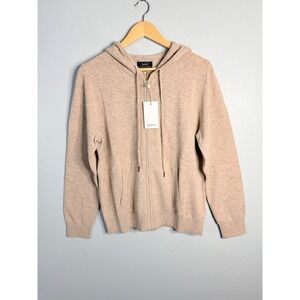 Quince Mongolian Cashmere Full-Zip Hoodie Large Oatmeal NWT